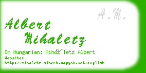 albert mihaletz business card